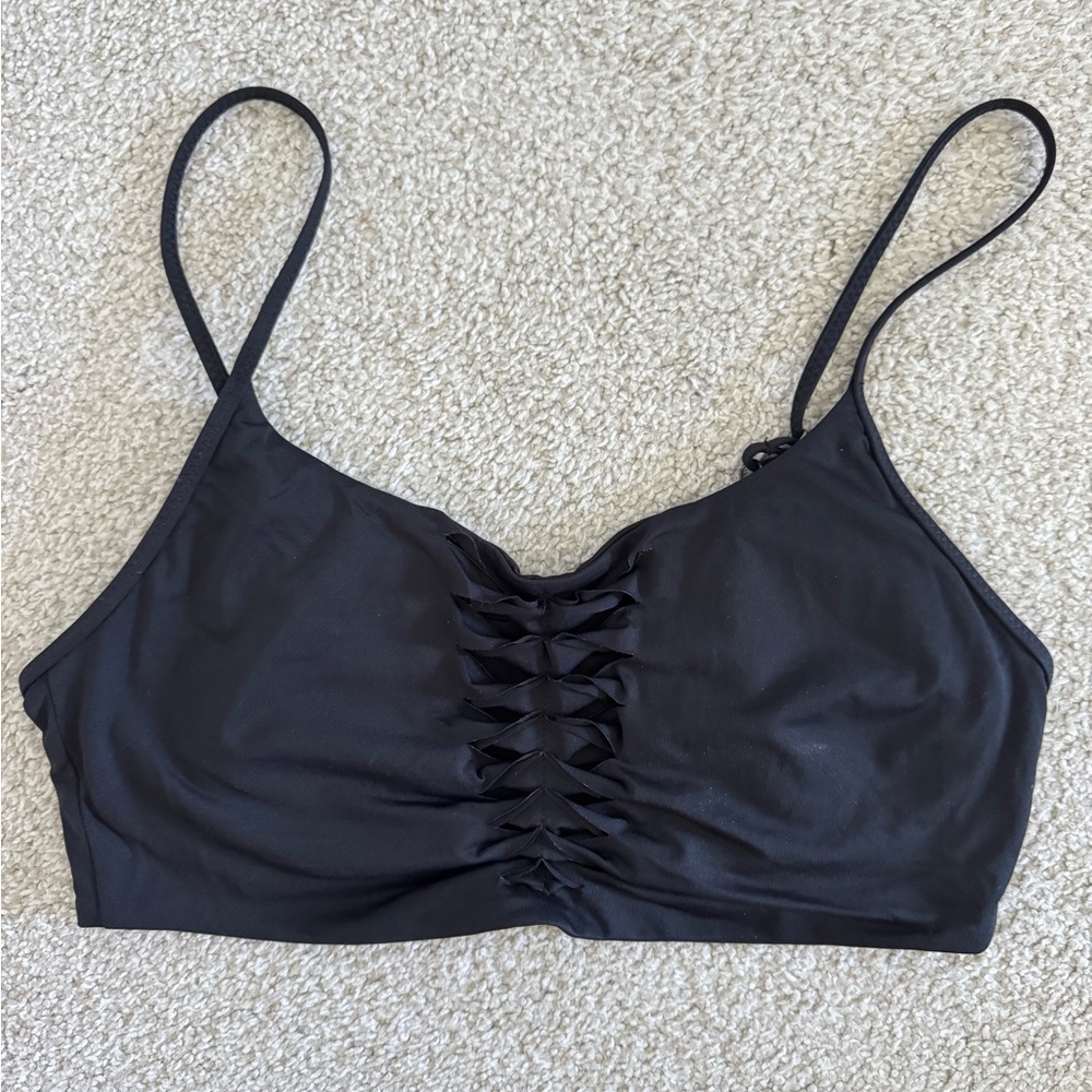 BECCA Black Origami Slash Bikini Top Size: Large
